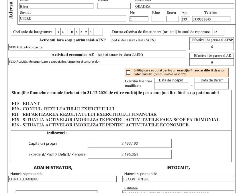 Bilanț APTOR 2020